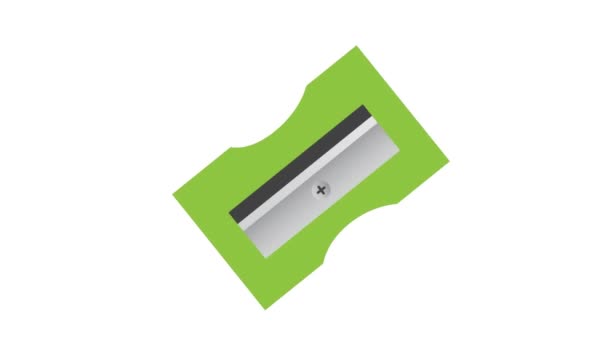 Animation Green Sharpeners Rows Students School Icons White Background Education — Stock Video