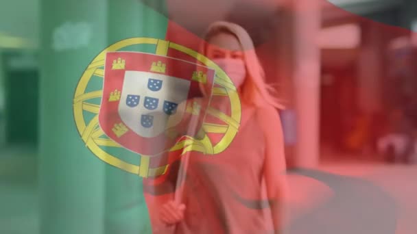 Animation Einer Portugiesischen Flagge Die Während Der Pandemie Des Jahrhunderts — Stockvideo