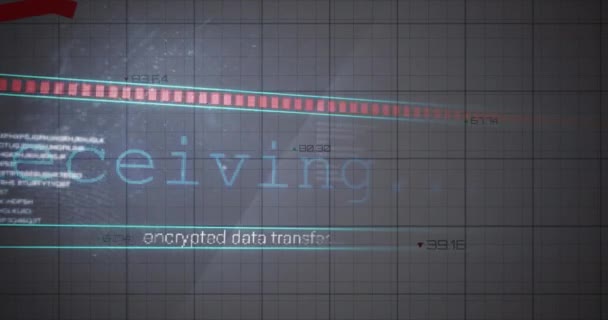 Анімація Запису Червоних Ліній Обробки Даних Через Сітку Глобальний Бізнес — стокове відео