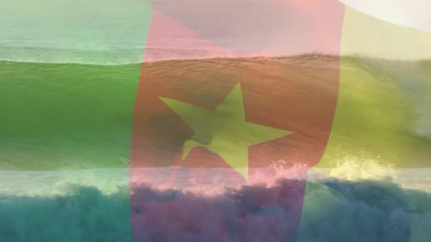 Animation Flag Cameroon Blowing Waves Sea Travel Holidays Patriotism Celebration — Stock Video