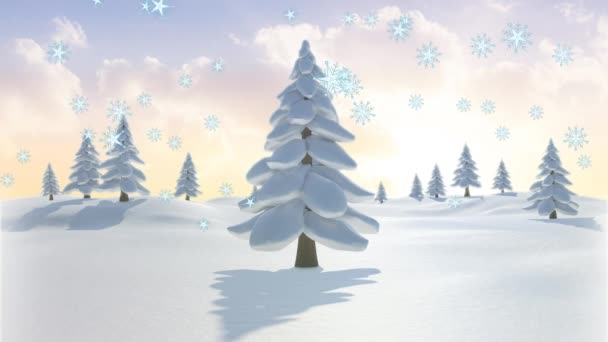 Animation Neige Tombant Sur Paysage Hivernal Noël Hiver Tradition Concept — Video