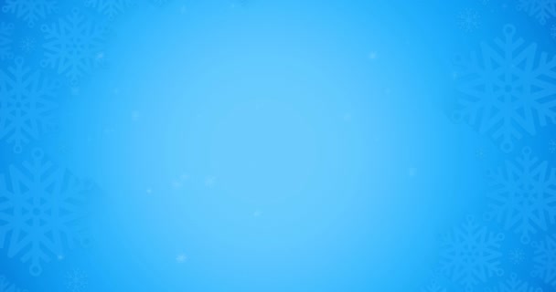Animacja Płatków Śniegu Spadających Niebieskie Tło Boże Narodzenie Tradycja Koncepcja — Wideo stockowe