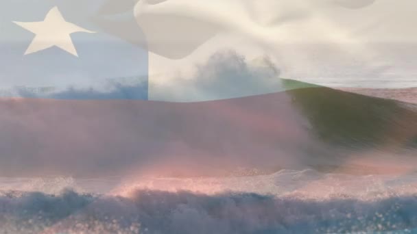 Animáció Zászló Chile Fúj Tengerfenék Utazás Nyaralás Hazafiság Ünnepség Koncepció — Stock videók