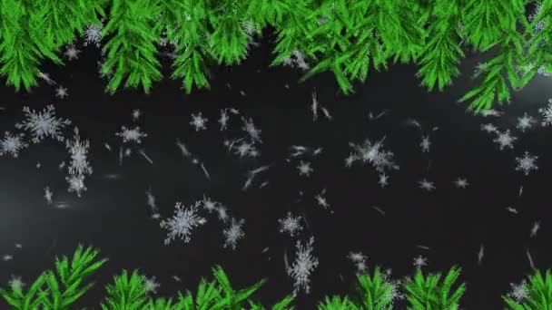 Animatie Van Kerstversiering Vallende Sneeuw Kerstmis Winter Traditie Viering Concept — Stockvideo