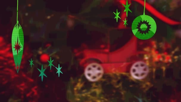 Animatie Van 2021 Kerstballen Kerstversiering Kerstmis Winter Traditie Viering Concept — Stockvideo