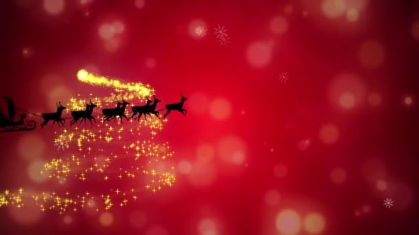 Animazione Dell Albero Natale Babbo Natale Slitta Con Renne Sfondo — Video Stock