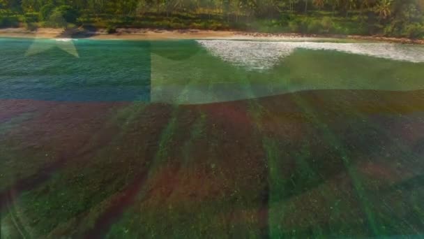 Animation Der Chilenischen Flagge Die Über Die Strandlandschaft Weht Reisen — Stockvideo