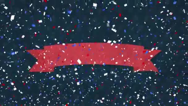 Animatie Van Vierde Juli Onafhankelijkheidsdag Tekst Confetti Kleuren Van Vlag — Stockvideo