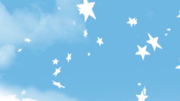 Animación Estrellas Cayendo Sobre Cielo Nublado Navidad Tradición Concepto Celebración — Vídeo de stock