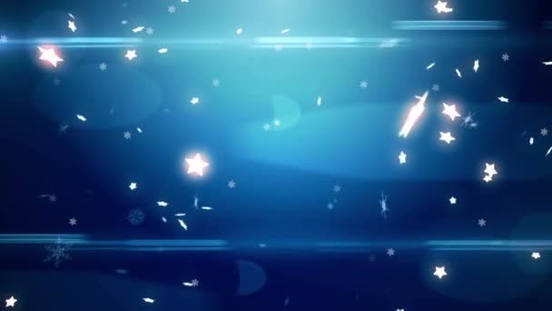 Animation Stars Falling Navy Background Christmas Winter Tradition Celebration Concept — Stock Video