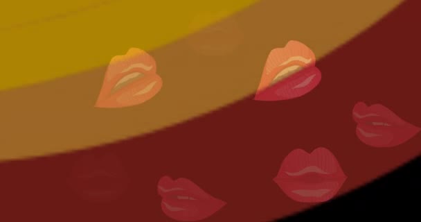 Animation Des Verkaufstextes Und Der Lippensymbole Auf Schwarzem Hintergrund Einzelhandels — Stockvideo