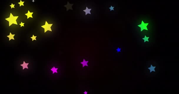 Animáció Karácsonyi Dekoráció Felett Színes Ragyogó Csillagok Karácsony Tél Hagyomány — Stock videók