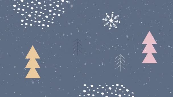 Animación Nieve Cayendo Sobre Paisaje Invernal Navidad Invierno Tradición Concepto — Vídeos de Stock