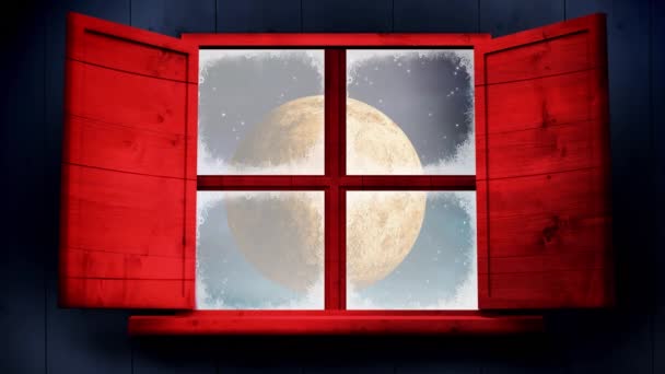 창문을 보이는 떨어지는 애니메이션 크리스마스 디지털 비디오 — 비디오