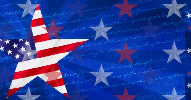Bağımsızlık Günü Animasyonu Amerikan Modelinin Bayrağı Üzerine Yazılmış Bir Metin — Stok video