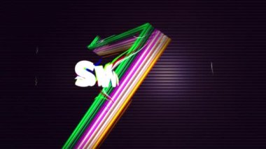 Renkli ışıkta tatlı metin animasyonu. Video oyunu, eğlence ve dijital arayüz kavramı dijital olarak oluşturuldu.