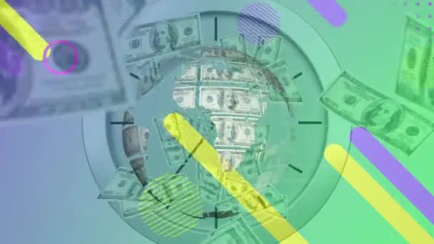 Animace Americké Dolarové Bankovky Globe Kybernetickým Pondělním Prodejním Textem Pozadí — Stock video