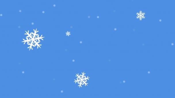 Animación Nieve Cayendo Sobre Fondo Azul Navidad Invierno Tradición Concepto — Vídeo de stock