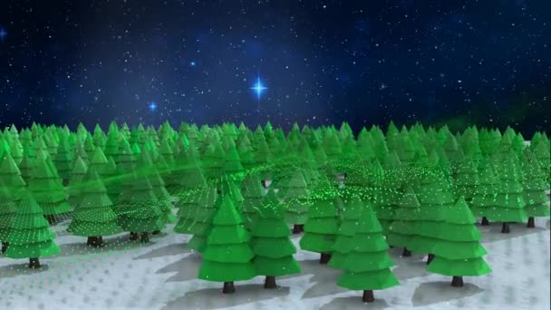 Animation Paysages Hivernaux Avec Des Taches Lumineuses Des Sapins Noël — Video