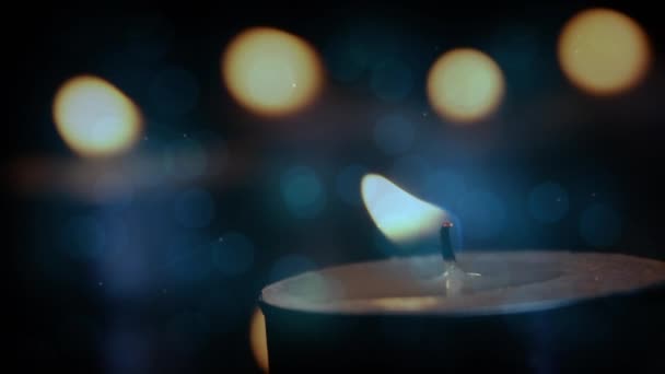 Анимация Зажигательных Свечей Мерцающими Пятнами Света Память Празднование Традиция Концепции — стоковое видео