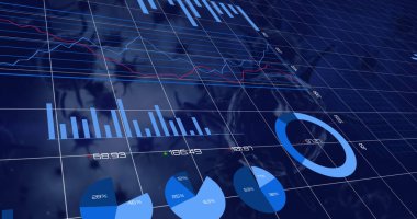 Arkaplanda virüs hücrelerinin yüzdüğü veri işleme ve yüzen diyagramların resmi. Dijital çevrimiçi güvenlik arayüzü kavramı dijital olarak oluşturuldu.