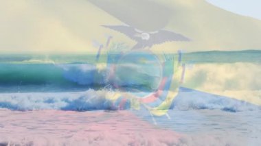 Denizde dalgalanan ekvatorun bayrağının canlandırması. seyahat, tatiller, vatanseverlik ve dijital olarak üretilen video konsepti.