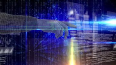 Veri işleme ve ikili kodlamanın devredilmesi. küresel veri işleme, çevrimiçi kimlik ve teknoloji konsepti dijital olarak oluşturulmuş video.