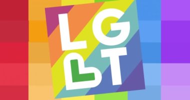 Rainbow Stipes 'ın üstündeki Igbt metninin animasyonu. lgbtq gurur ve eşitlik kutlaması konsepti dijital olarak oluşturulmuş video.