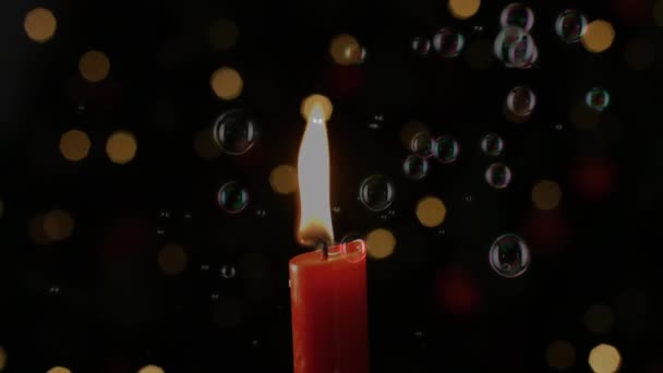 Animación Vela Encendida Con Puntos Luz Parpadeantes Recuerdo Celebración Tradición — Vídeo de stock