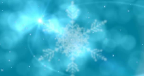 Animatie Van Sneeuwvlokken Die Een Blauwe Achtergrond Vallen Kerstmis Traditie — Stockvideo