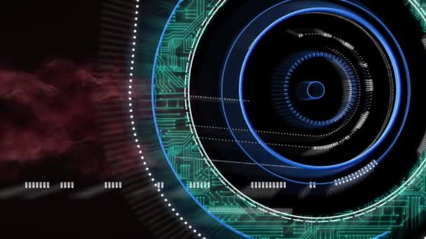 Animation Dna Strand Computer Circuit Board Scope Scanning Data Processing — Stock Video