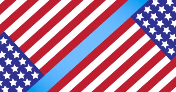 Animation Beweglicher Linien Auf Blauem Hintergrund Amerikanischer Patriotismus Unabhängigkeit Und — Stockvideo