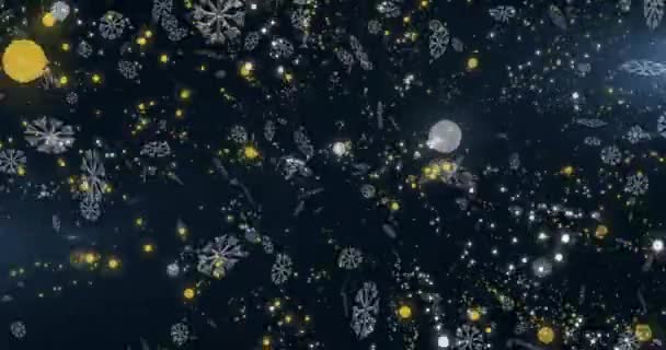 Ψηφιακή Κινούμενη Εικόνα Νιφάδων Χιονιού Που Πέφτουν Πάνω Κίτρινα Σημεία — Αρχείο Βίντεο
