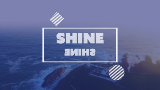 Animation Des Shine Textes Über Ansicht Des Sees Videospiel Unterhaltung — Stockvideo