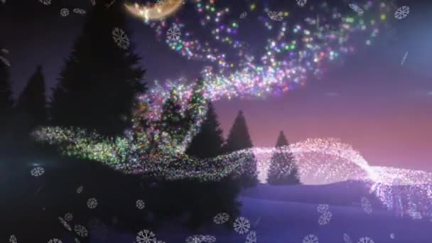 Анимация Снега Падающего Зимний Пейзаж Рождество Традиции Концепция Празднования Цифрового — стоковое видео