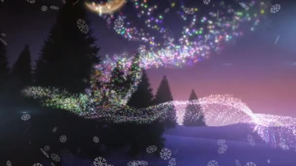 Animación Nieve Cayendo Sobre Paisaje Invernal Navidad Tradición Concepto Celebración — Vídeo de stock