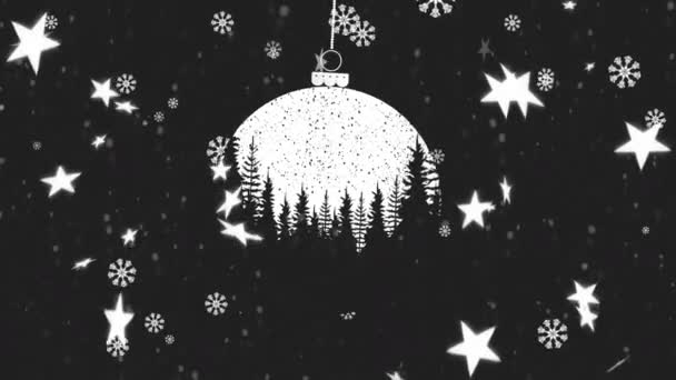 Анимация Падающего Снега Темном Фоне Рождество Зима Традиции Празднование Концепции — стоковое видео