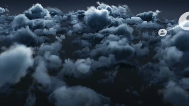 Animation Von Verbindungsnetzwerken Mit Symbolen Über Wolken Globale Verbindungen Digitale — Stockvideo
