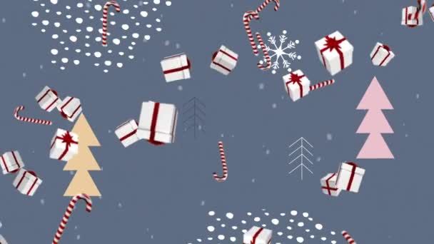 크리스마스 선물을 떨어뜨리고 캔디를 애니메이션이지 크리스마스 디지털 비디오 — 비디오