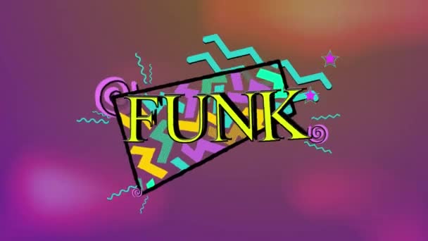 Animáció Funk Szöveg Színes Formák Videojáték Szórakoztatás Digitális Interfész Koncepció — Stock videók