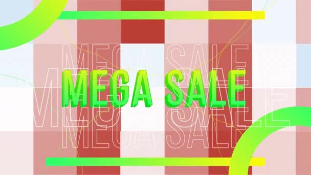 Animação Mega Venda Verde Sobre Formas Coloridas Conceito Compras Varejo — Vídeo de Stock