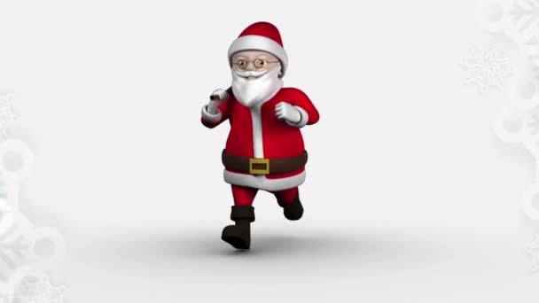 Animation Santa Claus Running White Background Christmas Tradition Celebration Concept — Stock Video