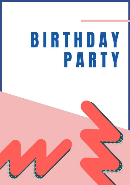 Composition Birthday Party Text Blue Red Flashes White Pink Background — Stock Photo, Image