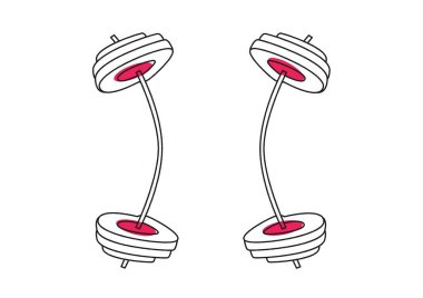 Beyaz arka planda iki dambıl simgesi dijital olarak oluşturuldu. spor salonu, fitness ve sağlıklı yaşam tarzı şablon çizim konsepti