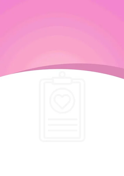 在粉色和白色背景下的剪贴板图标上数字生成的心脏图像 — 图库照片