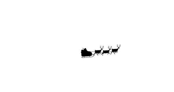 Digital Image Black Silhouette Santa Claus Sleigh Being Pulled Reindeers — Stock Photo, Image