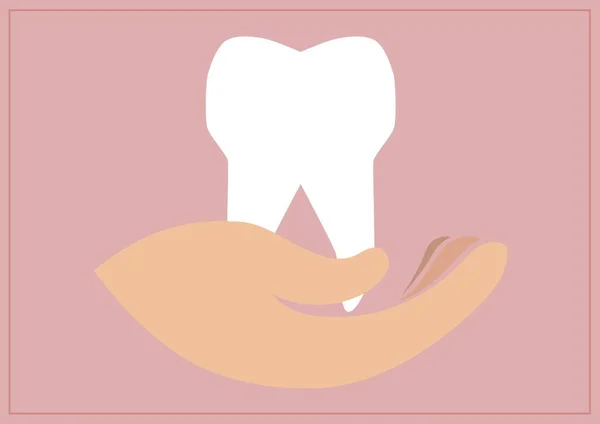 Digitally Generated Image Hand Teeth Icon Pink Background Dental Care — Stock Photo, Image