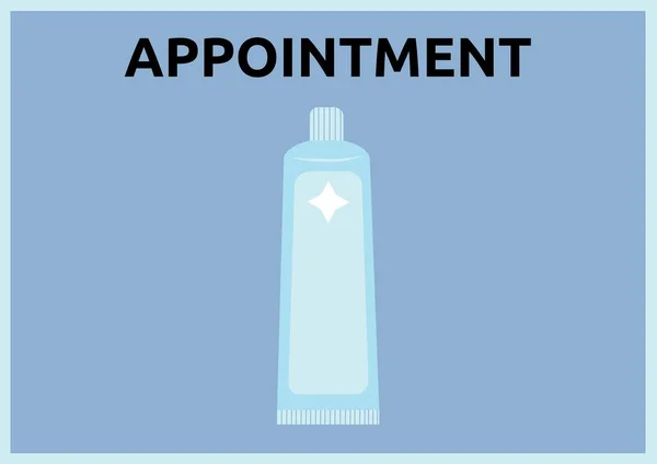 Digitales Bild Des Termintextes Mit Zahnpasta Symbol Vor Blauem Hintergrund — Stockfoto