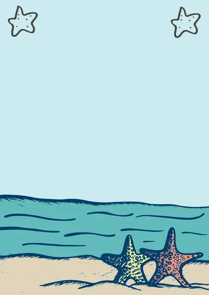 Цифровое Изображение Иконы Звездной Рыбы Пляже Пляжная Вечеринка Летние Каникулы — стоковое фото