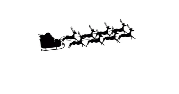 Digital Image Black Silhouette Santa Claus Sleigh Being Pulled Reindeers — Stock Photo, Image